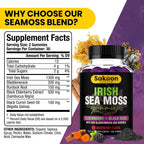 Sakoon nutrition - Gominolas de Musgo de Mar Irlandés con Saúco y Aceite de Semilla Negra, Sabor Frambuesa, 60 ud.
