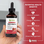 Extracto de Raíz de Maca Roja - Gotas Líquidas Concentradas, Sin Alcohol, 4 Botellas de 118 ml