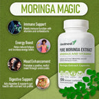 Extracto de Moringa 20:1 (20 000 mg) - Fórmula Potente - Suplemento Vegano con Vitaminas y Minerales - 120 Cápsulas - No Transgénico, Sin Gluten
