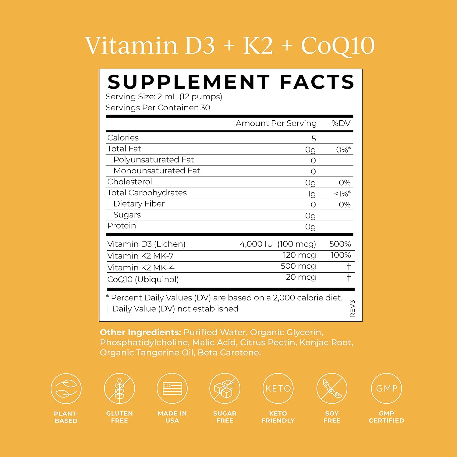 CYMBIOTIKA Vitamina D3 + K2 + CoQ10 Líquido, Sabor Mandarina
