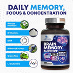 Suplemento de Memoria y Concentración - Nootrópico 3X con Bacopa, Fosfatidilserina y DMAE - 120 Cápsulas