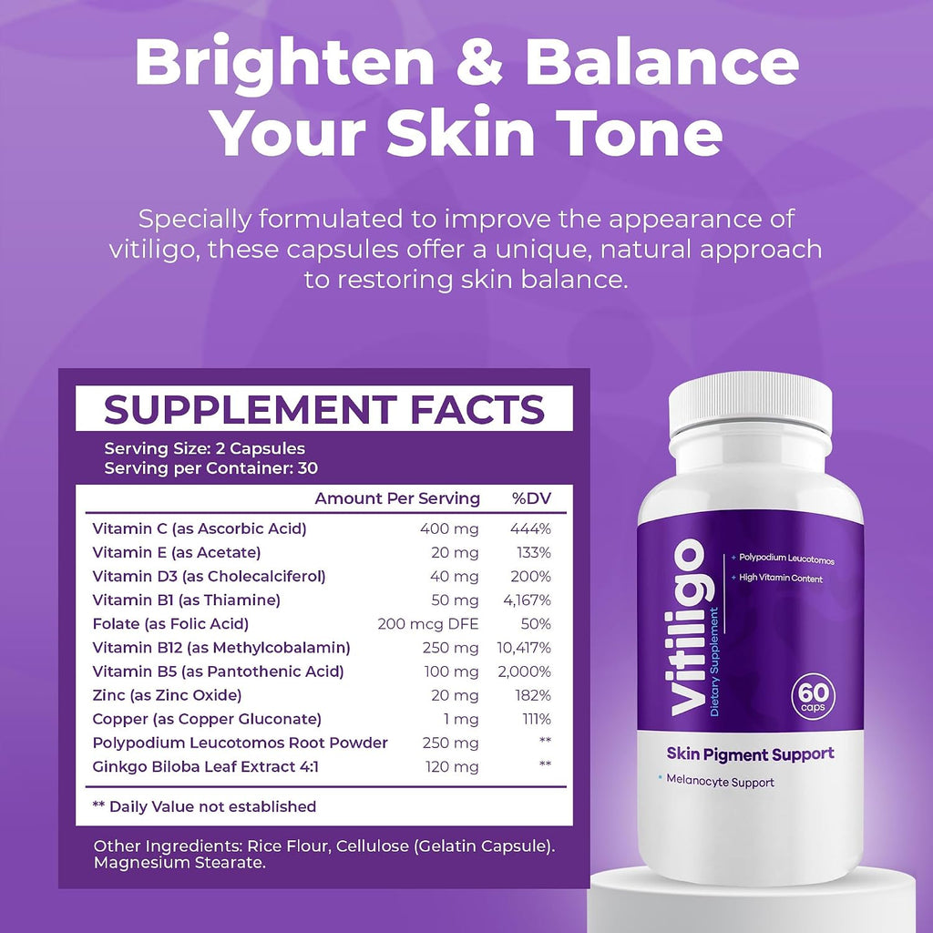 AURA VITAMINS - Cápsulas de Apoyo a la Pigmentación Cutánea, 60 Cápsulas