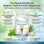 Nutrition Strength Cuidado Dental para Perros - Eliminador Natural de Placa y Sarro con Algas Orgánicas, Hojas de Fresa y Semillas de Calabaza - 120 Comprimidos