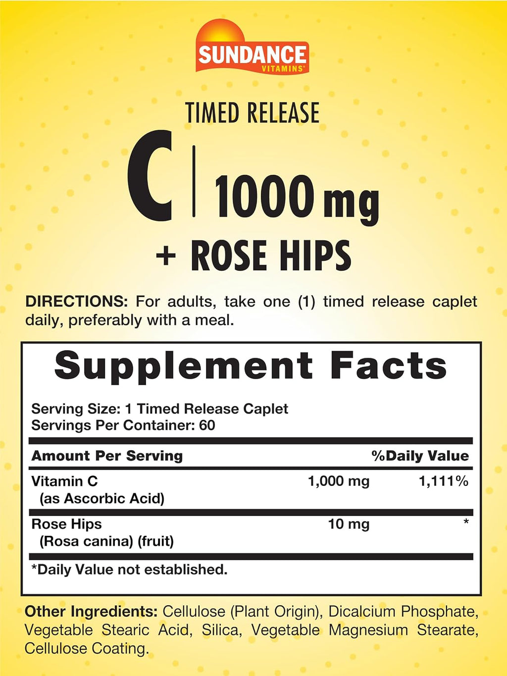 Sundance Vitamina C 1000mg con Rosa Mosqueta - 60 Cápsulas de Liberación Prolongada