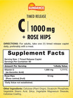 Sundance Vitamina C 1000mg con Rosa Mosqueta - 60 Cápsulas de Liberación Prolongada