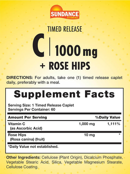 Sundance Vitamina C 1000mg con Rosa Mosqueta - 60 Caplets de Liberación Prolongada – Image 2