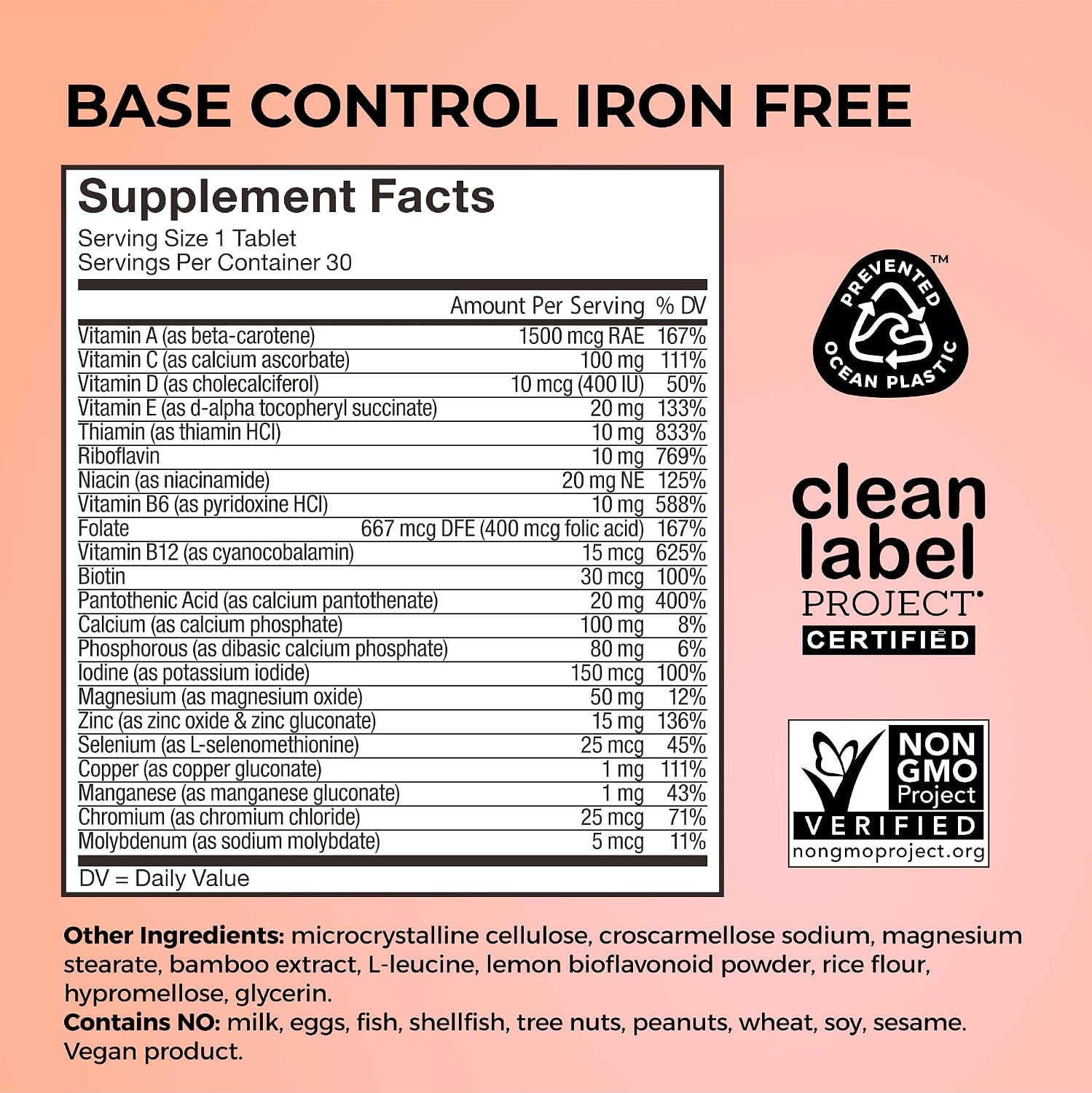 HUM Base Control Multivitamínico para Mujeres, con Vitamina C, Biotina, Zinc, Complejo B - 30 Cápsulas