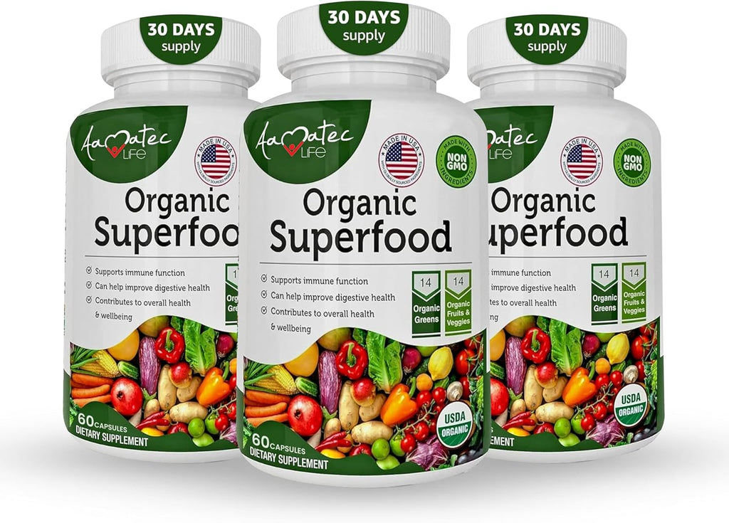 AAMATEC LIFE Superalimentos Orgánicos Verduras y Frutas - 120 Comprimidos (Paquete de 2)
