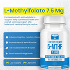 LifeStrength L-Metilfolato 7.5mg - 90 Cápsulas - Complemento de Folato Metilado Bioactivo