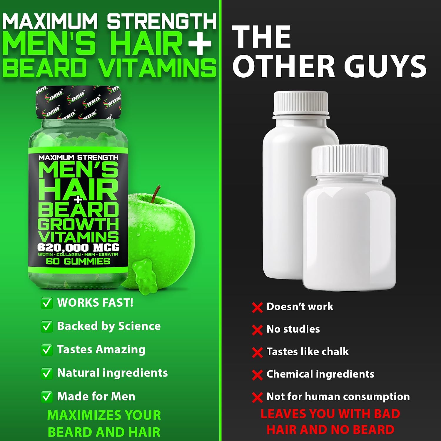 BBS Best Beard Stuff Gominolas de Biotina - 620,000mcg