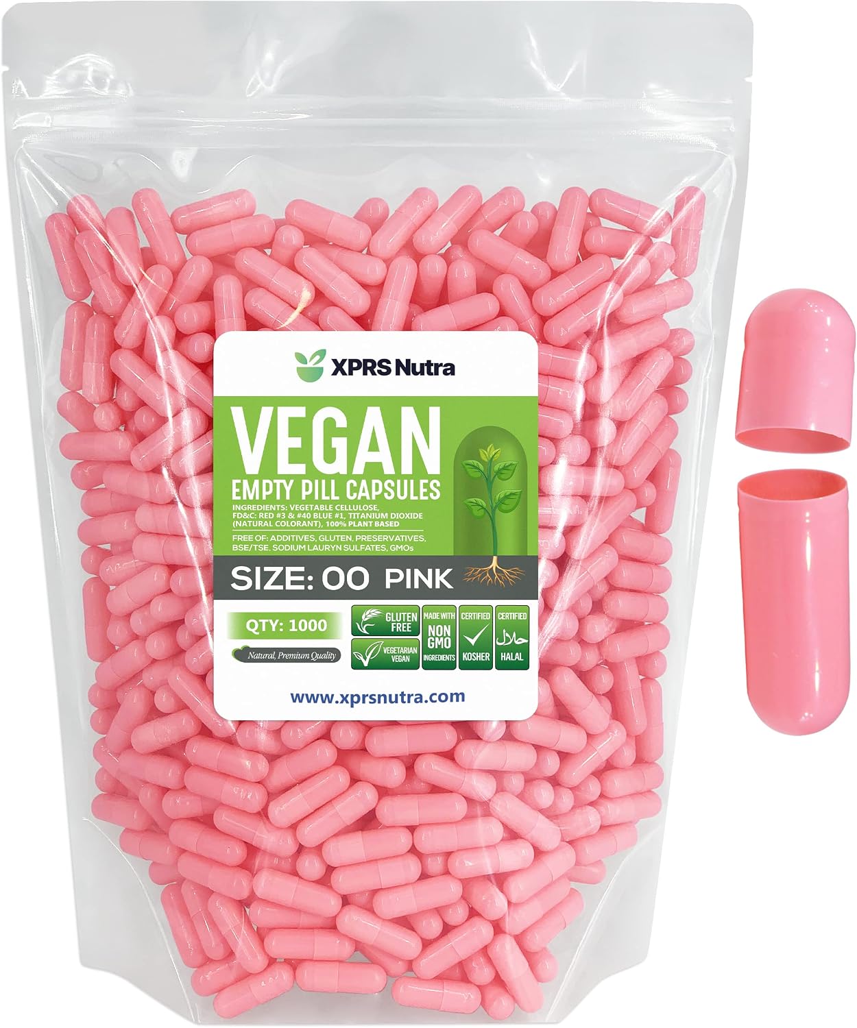 XPRS Nutra Cápsulas Vacías Tamaño 00 Veganas - 1000 Unidades