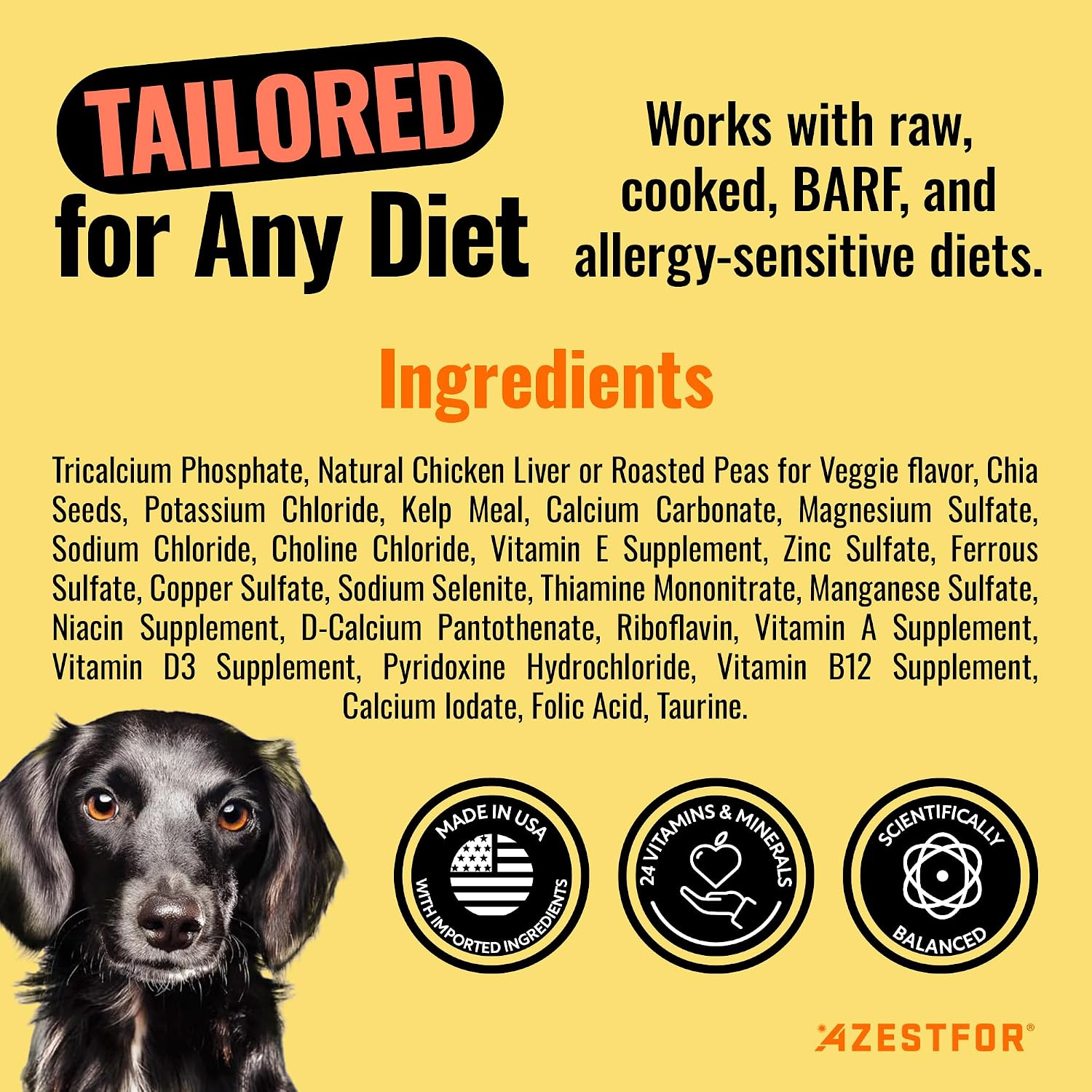 Azestfor Suplemento Multivitamínico para Perros – Dieta Casera – 16 oz (454 g) Polvo