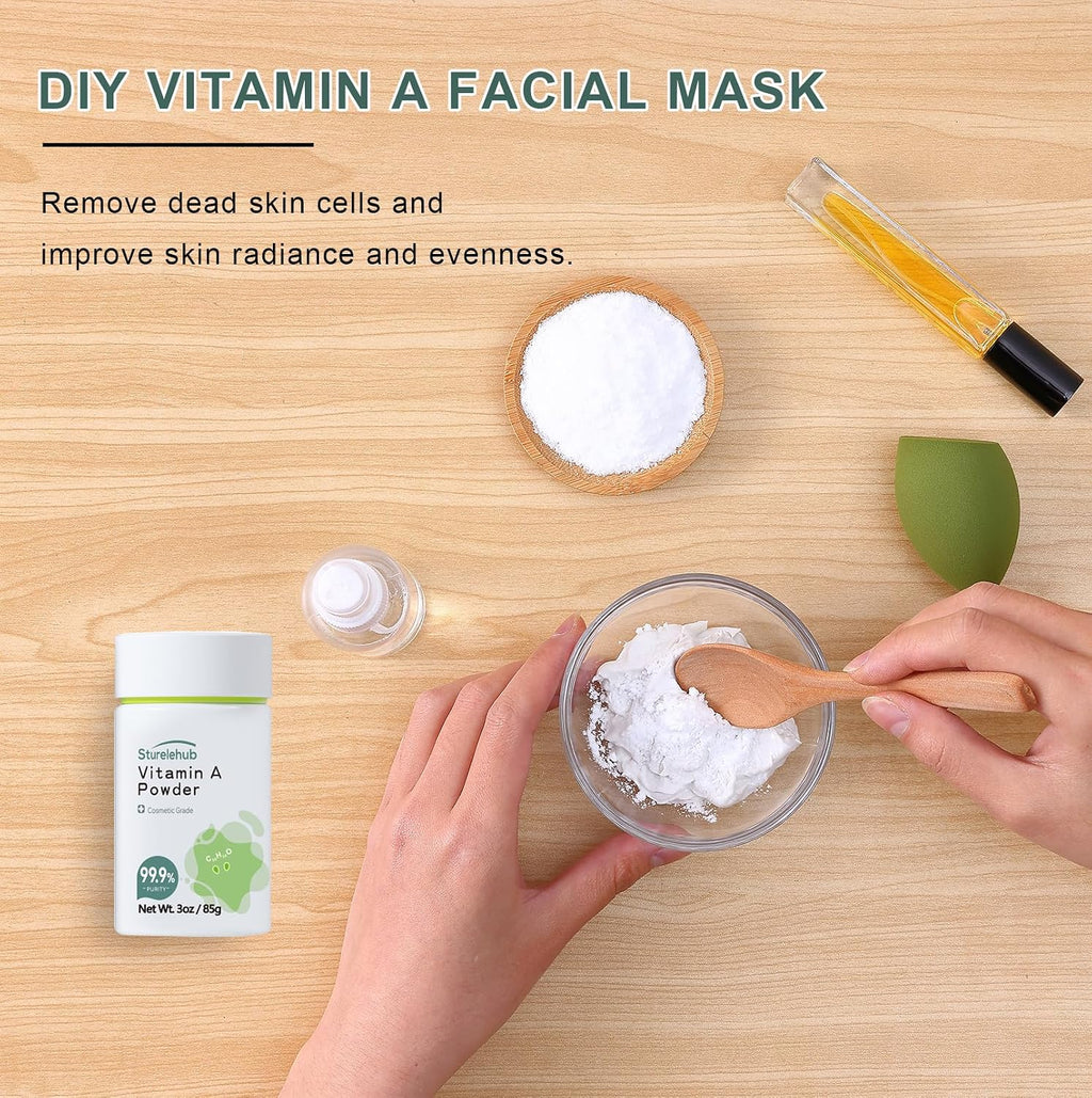 Vitamin A Palmitate Powder, Retinol Palmitate, 3OZ 99.9% Purity, Cosmetic Grade, Vitamin A Powder for Homemade Cosmetics