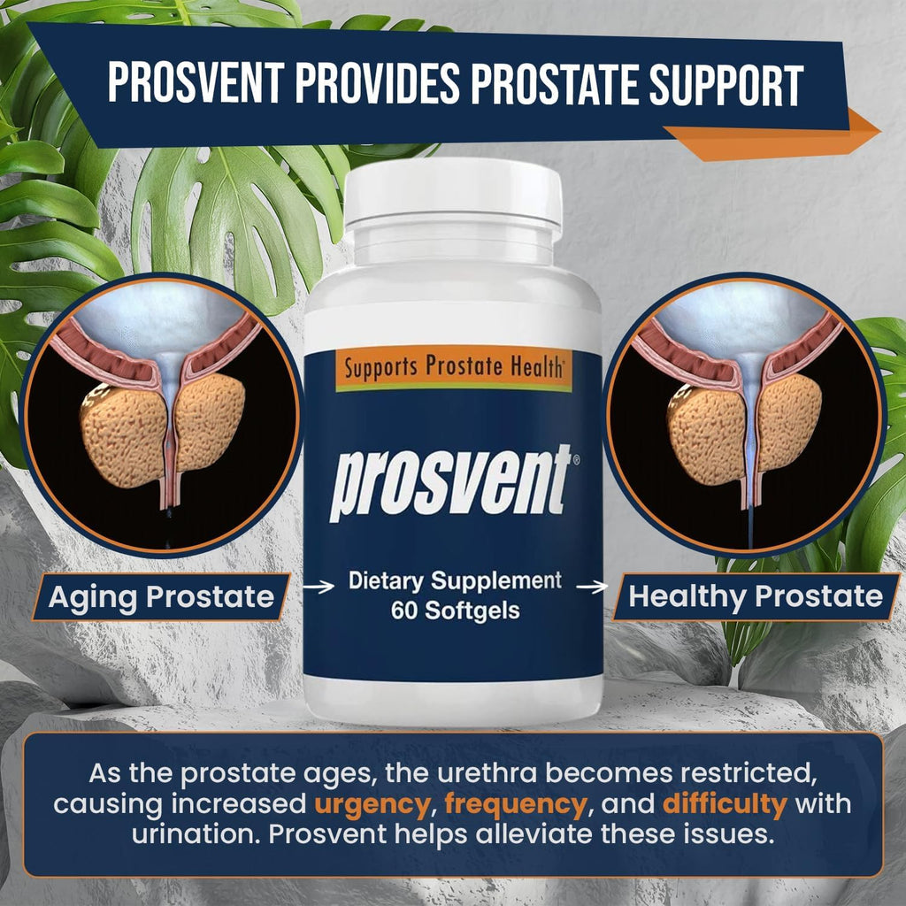 Prosvent - Suplemento de Saw Palmetto para la Próstata con Beta Sitosterol, Zinc y Vitamina D - 180 Cápsulas Blandas