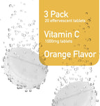 Swiss Imports Vitamina C Efervescente 1000mg, 3 Paquetes, 60 Comprimidos