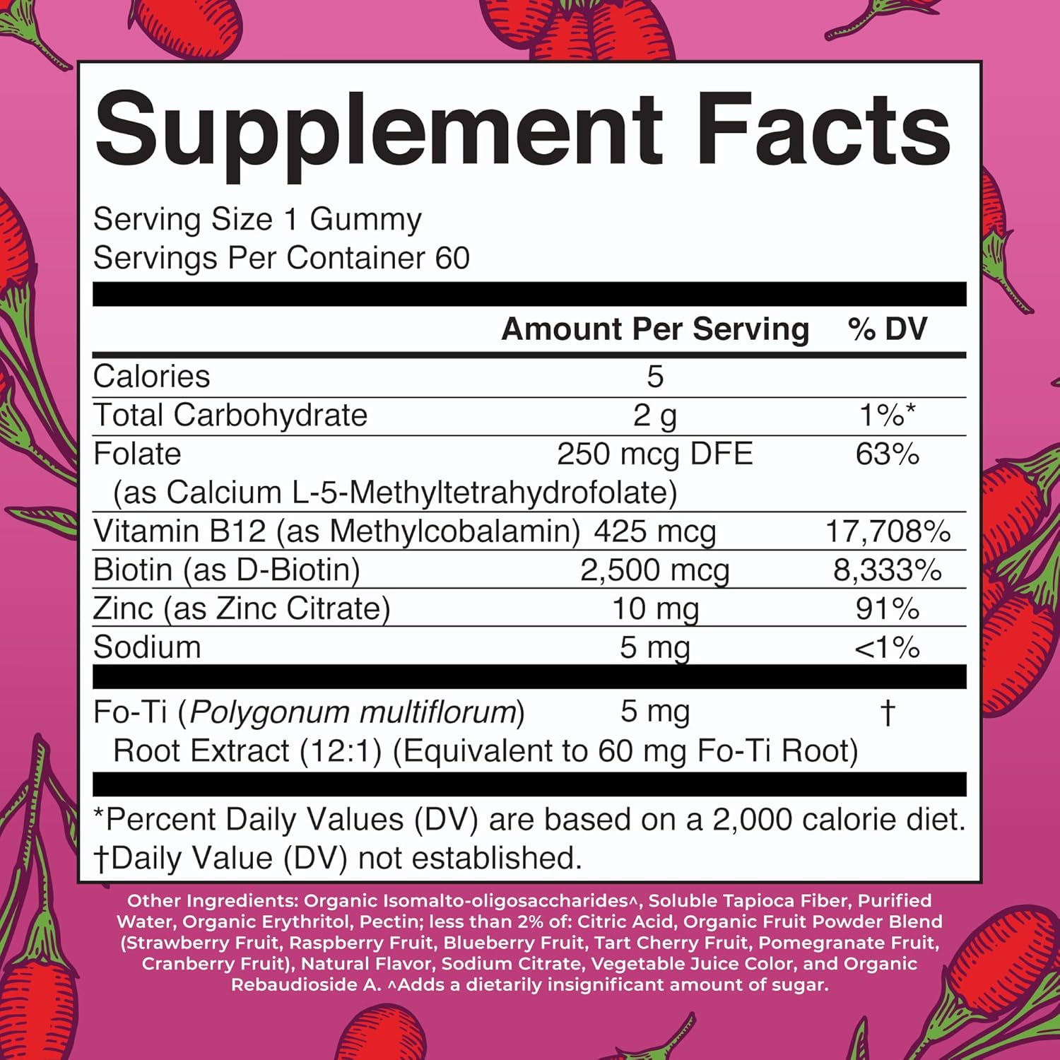 MARYRUTH'S Organics Biotin Gummies - Gominolas de Biotina 2500 μg | Sin Azúcar | Vegano | 60 Unidades