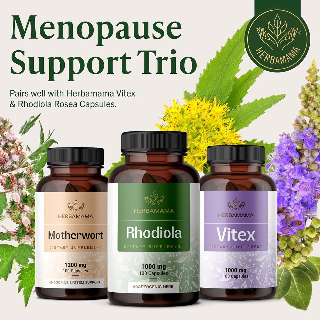 HERBAMAMA Rhodiola Rosea – 100 Cápsulas Veganas (50 Días)