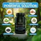Rooted Origins Cápsulas de Sea Moss – Irish Sea Moss Avanzado, Magnesio, Ashwagandha, Aceite de Semilla Negra, Raíz de Bardana y Bladderwrack – Apoyo Inmune, Salud Digestiva, Energía y Más – 60 Cápsulas