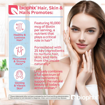 biophix Hair Skin and Nails Complex - 180 – La biotina contribuye al funcionamiento normal del sistema nervioso. – Image 2