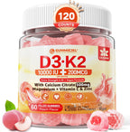Vitamina D3 K2 Gummies 5000UI + 10000UI con Calcio y K2 MK-7 - Pack de 2
