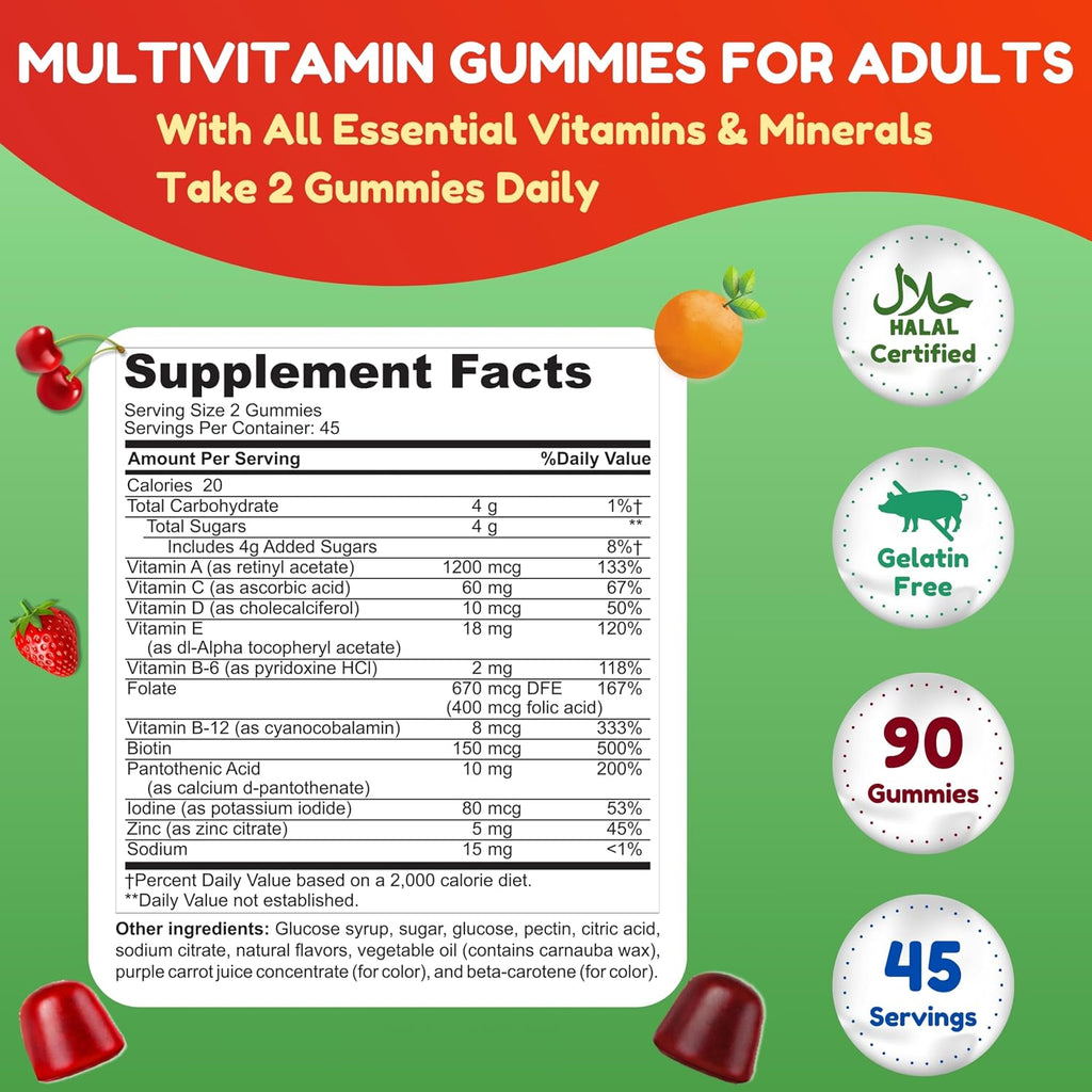 SHIFAA NUTRITION Multivitamínico Gominolas Halal Vegetariano para Adultos (45 dosis)