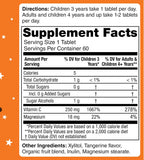 KidStar Nutrients Vitamina C Masticable, Sin Azúcar, Sabor Mandarina, 250 mg de Ascorbato de Magnesio, 60 Comprimidos