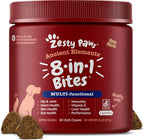 Zesty Paws Multivitamínico para Perros, Snack Masticable con Omega 3, Glucosamina y CoQ10 – 90 unidades – Sabor Bisonte