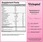 Vivioptal Women, 90 Cápsulas (Suministro para 1 Año), CoQ10 y Omega-3, Multivitamínico y Multimineral, Sin Gluten, Fórmula Alemana