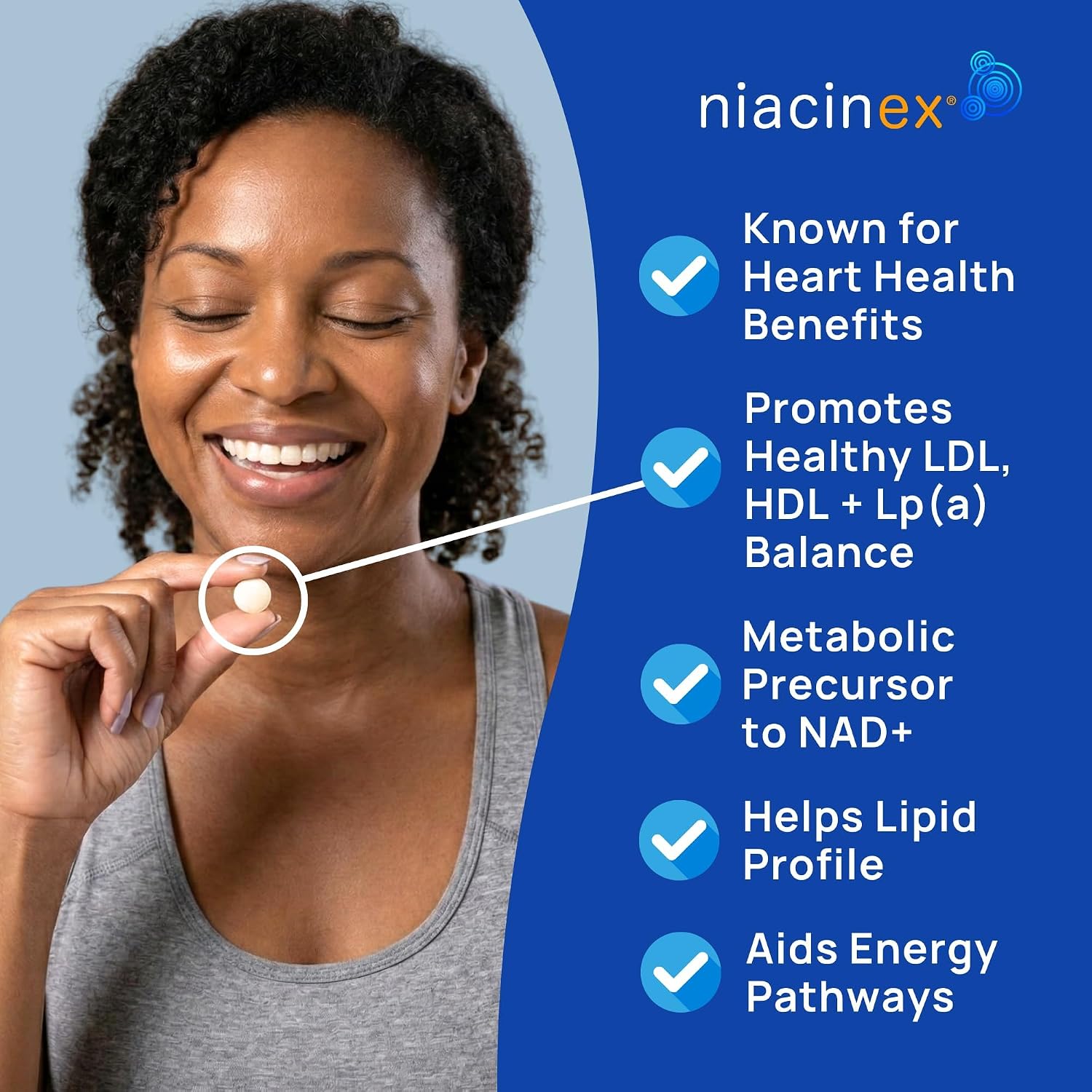 Niacinex Niacina 500mg Liberación Prolongada, 200 Comprimidos - Mínimo Enrojecimiento, Vitamina B3 Vegana
