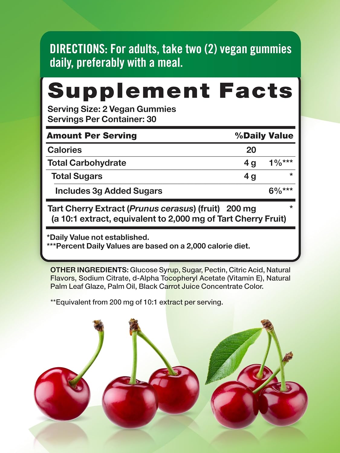 Nature's Truth Gominolas de Cereza Ácida - 60 ud. - Vegano, Sin OGM, Sin Gluten - Sabor Cereza