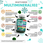 Gominolas de Sea Moss Multiminerales - Aceite de Semilla Negra, Ashwagandha, Saúco - Sabor Manzana Verde