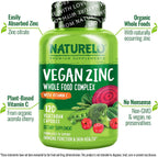 NATURELO Complexo de Zinc y Vitamina C Vegano - 120 Cápsulas (Pack de 2)