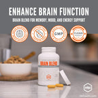 NBI Brain Blend para Memoria, Concentración y Función Cognitiva | Sin Cafeína con ALCAR, Ácido Alfa Lipoico, Huperzina A, Cúrcuma | Nootrópico | 120 Cápsulas