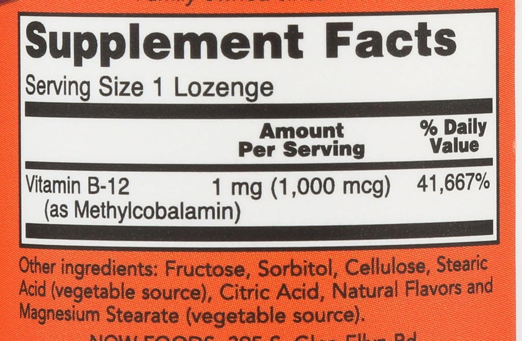 Now Foods Brain B12, 100 Comprimidos de Metilcobalamina 1000 mcg