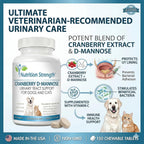 Nutrition Strength Cranberry D-Mannose para Perros y Gatos - Apoyo Urinario y Salud Inmunológica - 150 Comprimidos