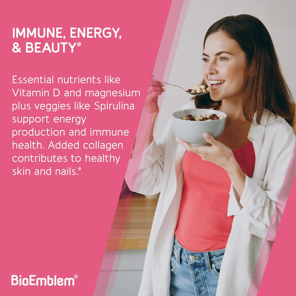 BioEmblem Multivitamínico para Mujeres - Completo Diario con Vitaminas, Minerales, Colágeno y Extractos Vegetales - 90 Cápsulas