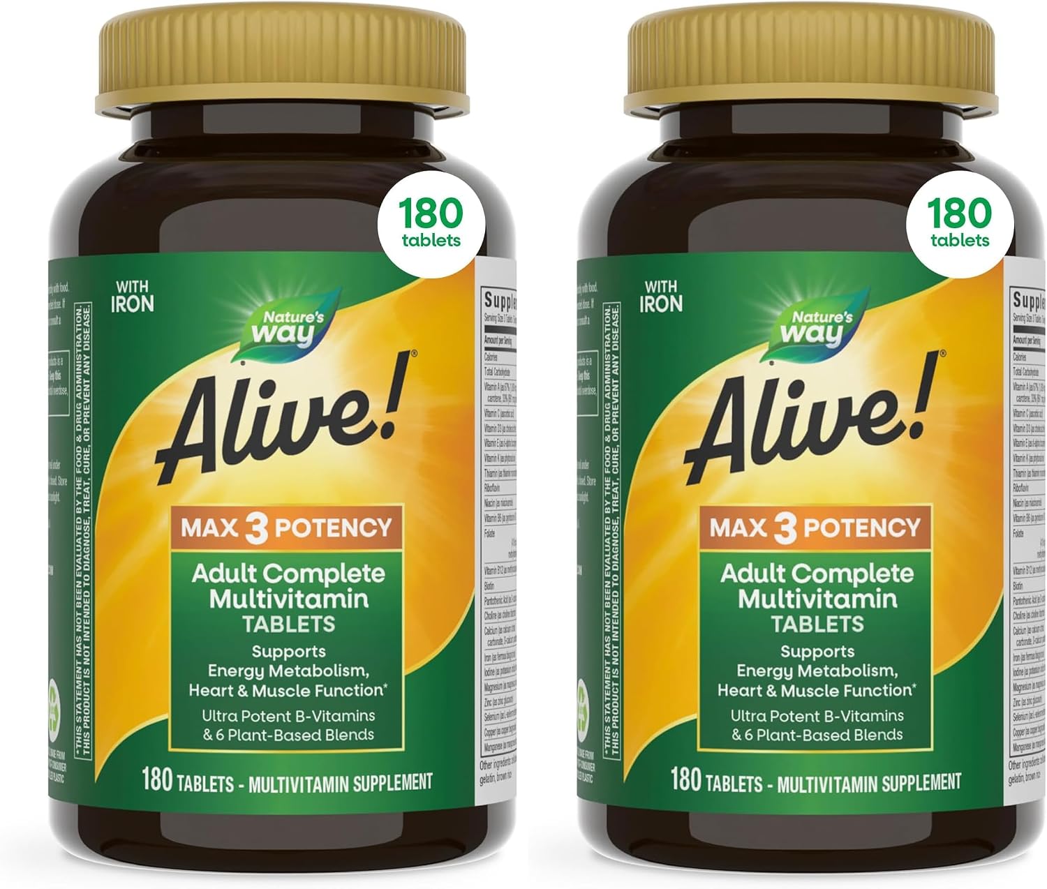 Nature's Way Alive! High Potency Daily Multivitamin with Iron, 90 Tablets