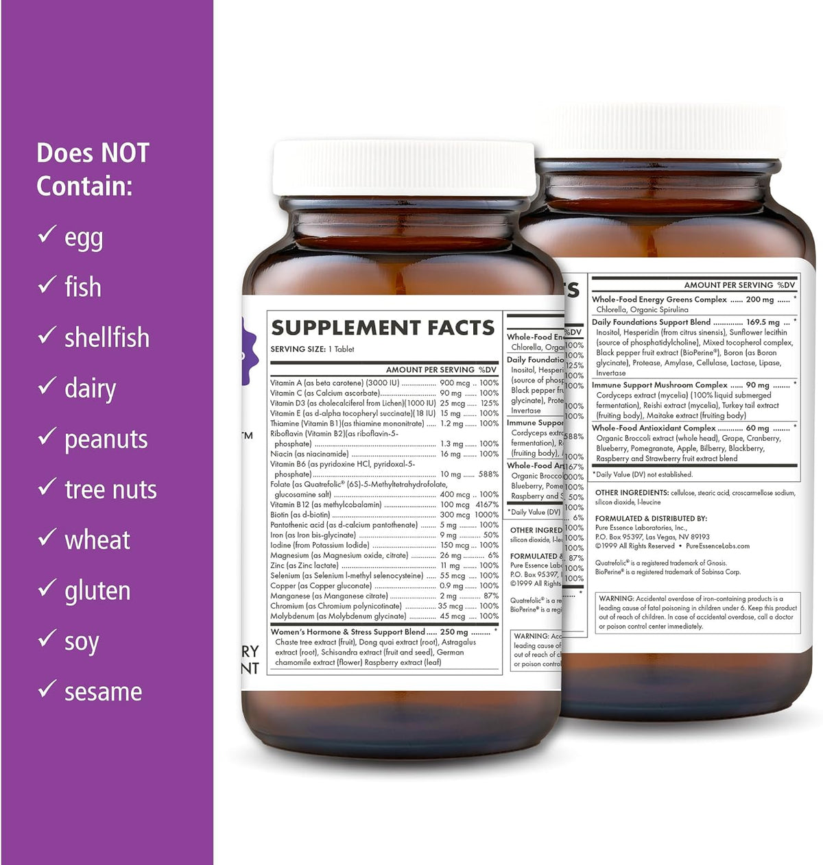 Pure Essence Labs One N Only Multivitamínico – Vitamina B12 (cobalamina): Ayuda a la formación normal de glóbulos – Image 2