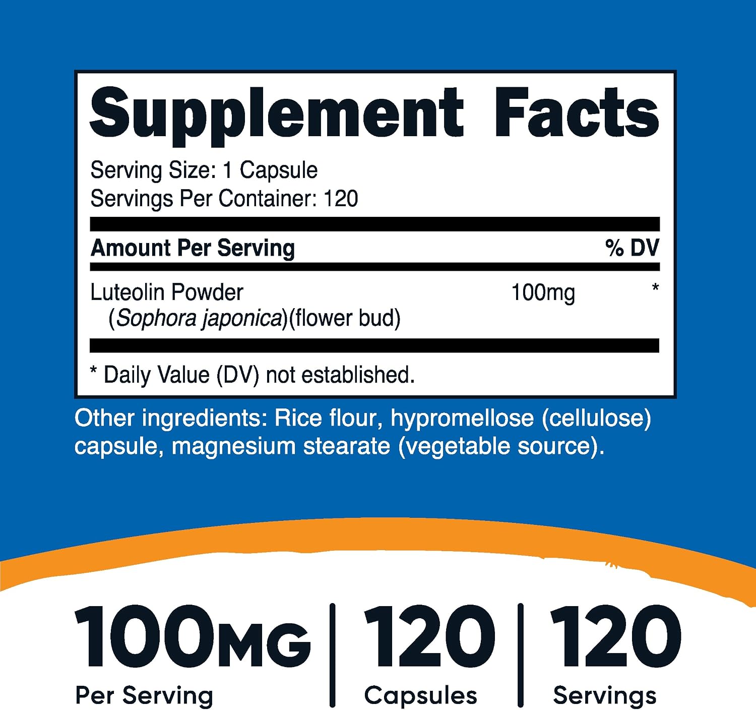 Nutricost Luteolina 100mg 120 Cápsulas - Complemento Alimenticio Vegano, Sin Gluten, No OGM