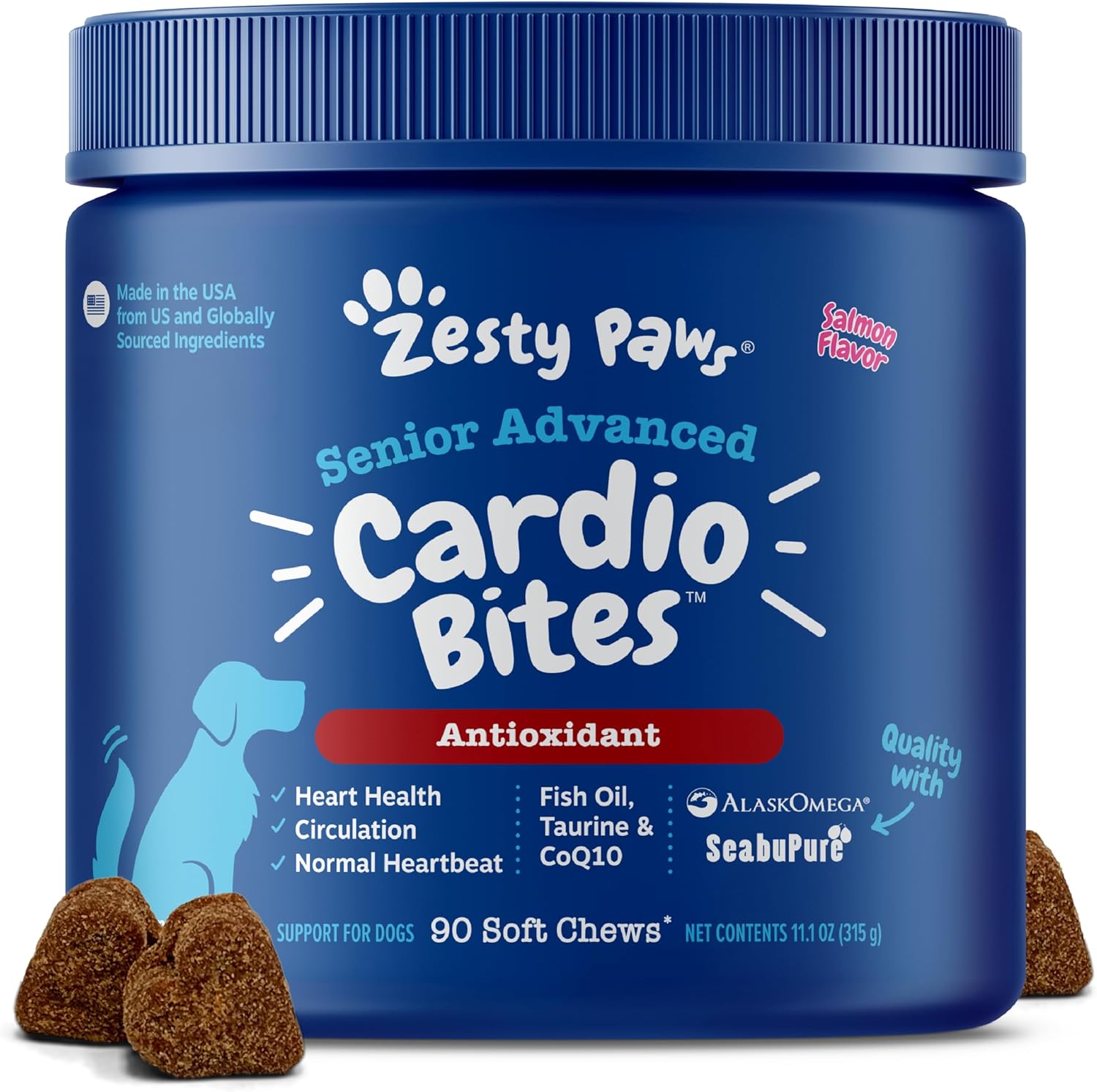 Zesty Paws Apoyo Cardiovascular para Perros Mayores - 90 Masticables
