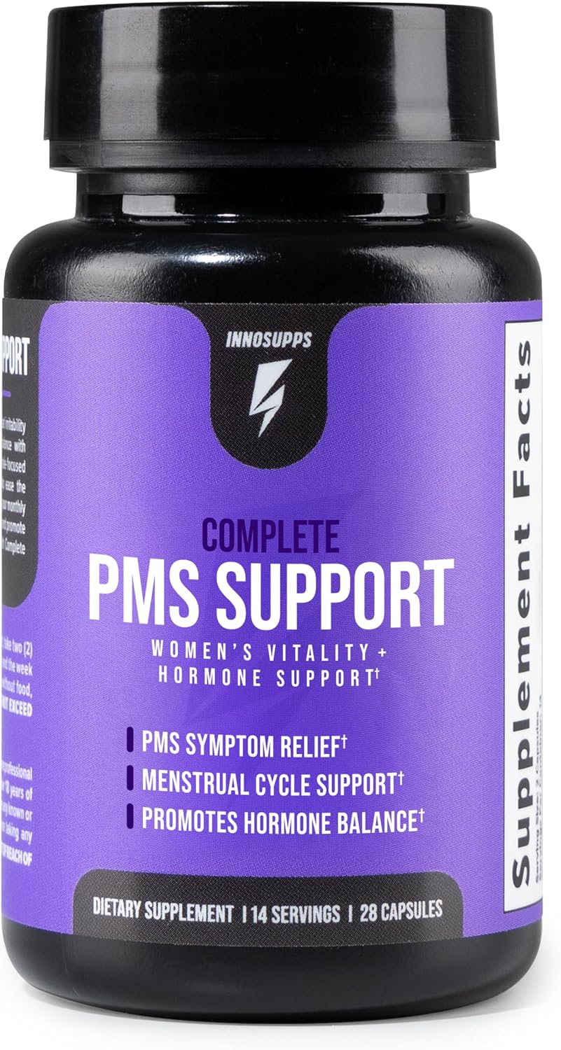 Inno Complete PMS Support - Suplemento para el síndrome premenstrual con sauzgatillo, vitamina B6 y calcio (28 cápsulas)