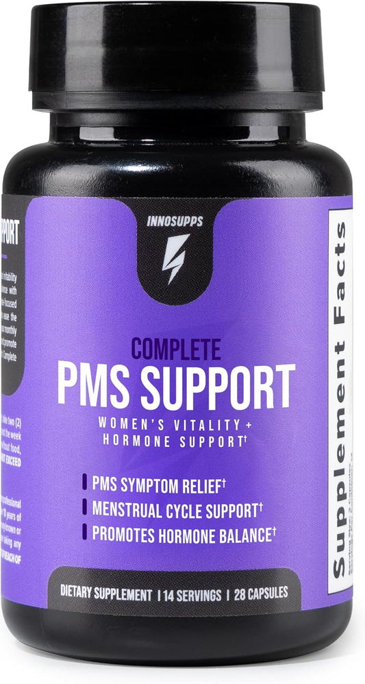 Inno Complete PMS Support - Suplemento para el síndrome premenstrual con sauzgatillo, vitamina B6 y calcio (28 cápsulas)