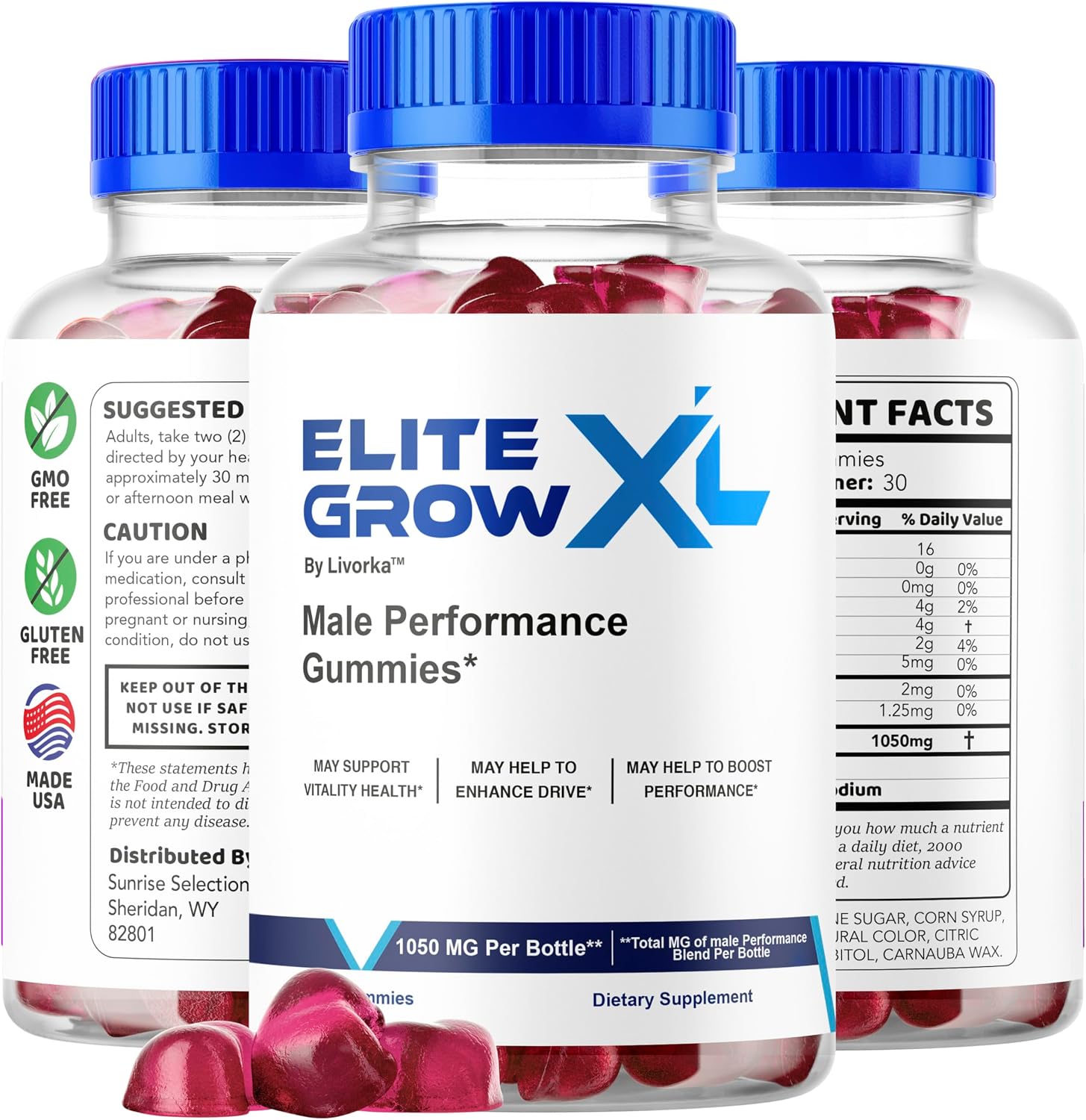 Elite Grow XL Gummies – Suplemento Multivitamínico para Hombres (300 Gominolas, 5 Meses)