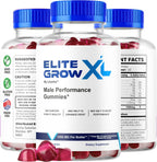 Elite Grow XL Gummies (3 Pack) - Gominolas para Hombres, Fórmula Premium Natural, 180 Gominolas
