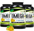Natural Omega 3-6-9 Blend DPA, EPA, DHA, ALA and GLA - Organic Flax Seed Oil plus Wild Caught Natural Fish Oil - Over 2,800 Milligram Strength - Gluten Free - Made in The USA - 60 SoftGels (Pack of 3)