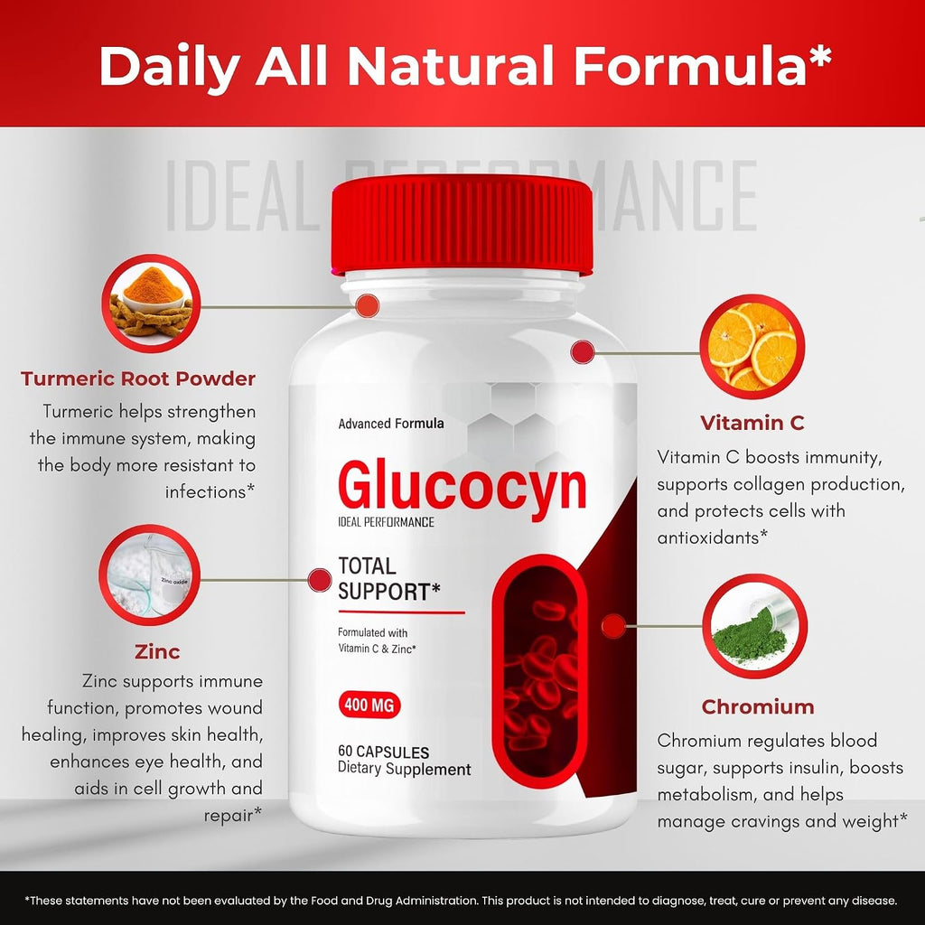 Glucocyn Blood Support Capsules - Advanced Blood Formula, Extra Strength, Premium Formula for Healthy Circulation & Stable Levels, All Natural (2 Pack)