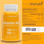 LongLifeNutri Vitamina K2 MK-7 100mcg – 120 Cápsulas Vegetales
