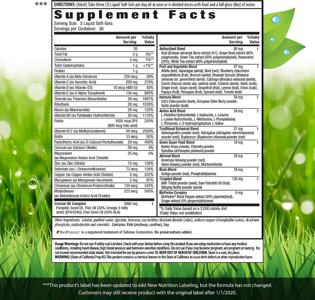 Irwin Naturals Men's Living Green Liquid-Gel Multi - Multivitamínico completo para hombres 90 cápsulas blandas