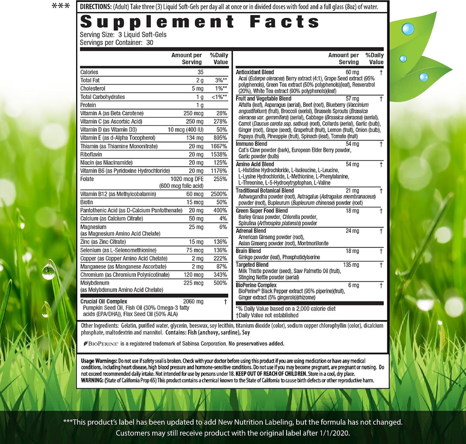 Irwin Naturals Men's Living Green Liquid-Gel Multi - Multivitamínico completo para hombres 90 cápsulas blandas