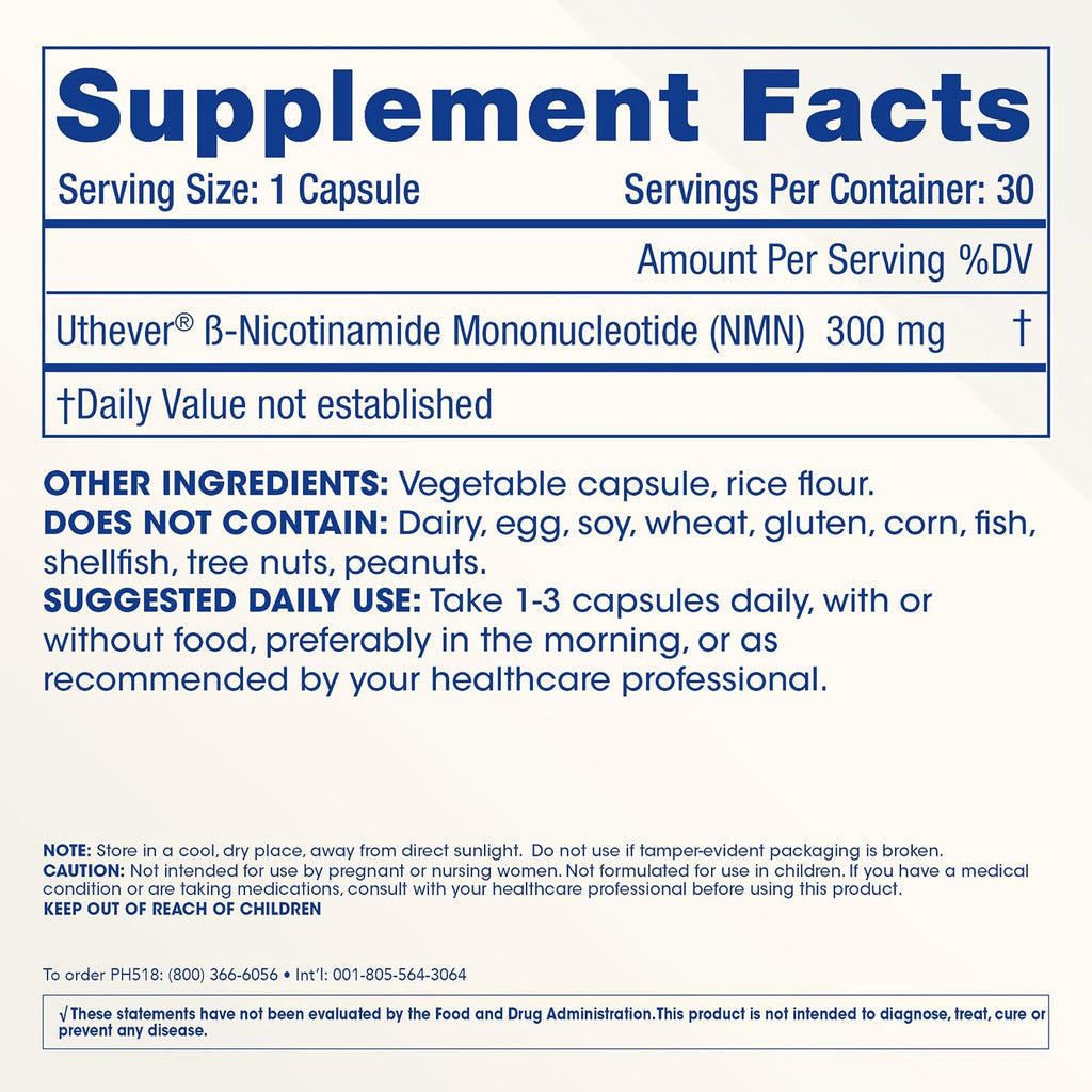 ProHealth NMN Pro 300 (90 Cápsulas, 3 Envases) – Uthever® NMN
